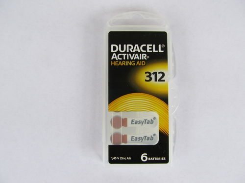 Duracell Activair 312, Hearing Aid braun Easy Tab 6 Stück